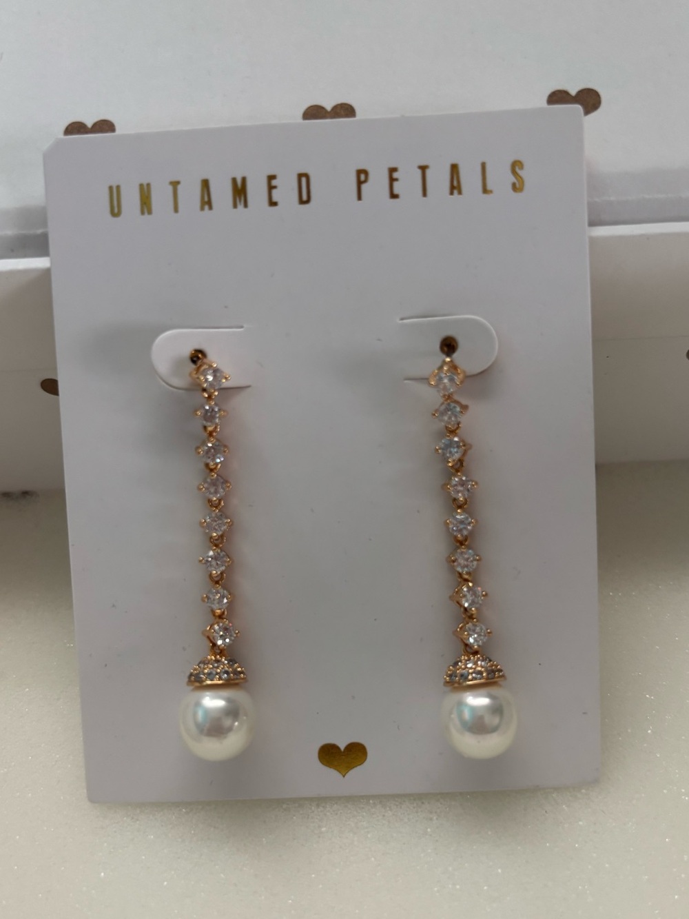 NWT Gold Pearl Drop Earrings for Bride by Untamed Petals
